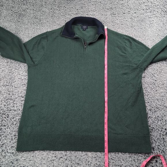 J Crew Sweater Men Extra Large Green Quarter Zip Normcore Preppy Casual Cotton - Picture 4 of 6